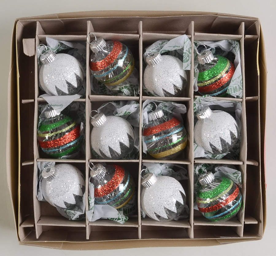 Shiny Brite Ornaments Striped Ball Ornaments - Boxed by Christopher Radko-1