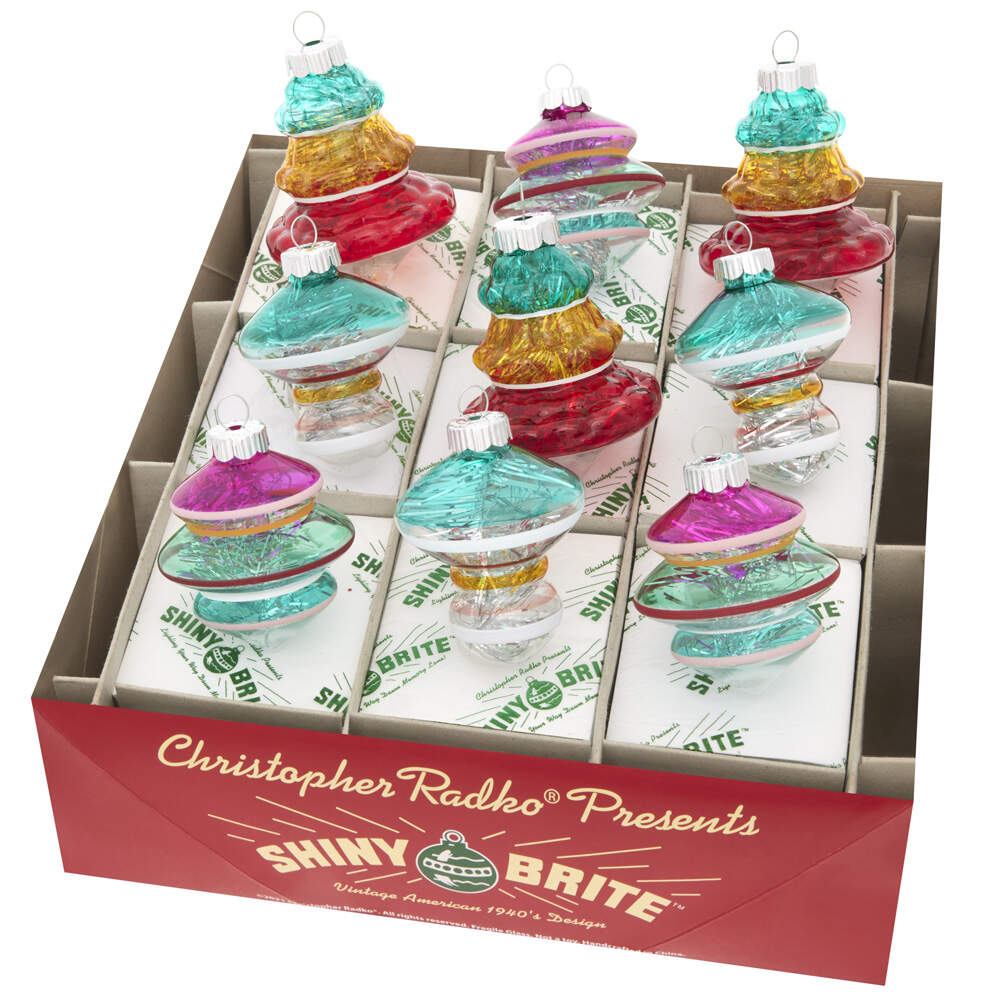 Shiny Brite Ornaments Vivid Vintage Shapes - Boxed by Christopher Radko-1