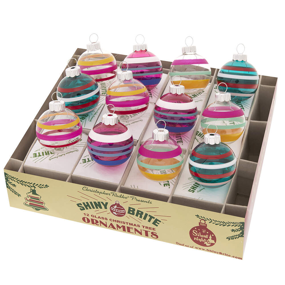 Shiny Brite Ornaments Decorated Rounds-Vivid Vintage - Boxed by Christopher Radko-1