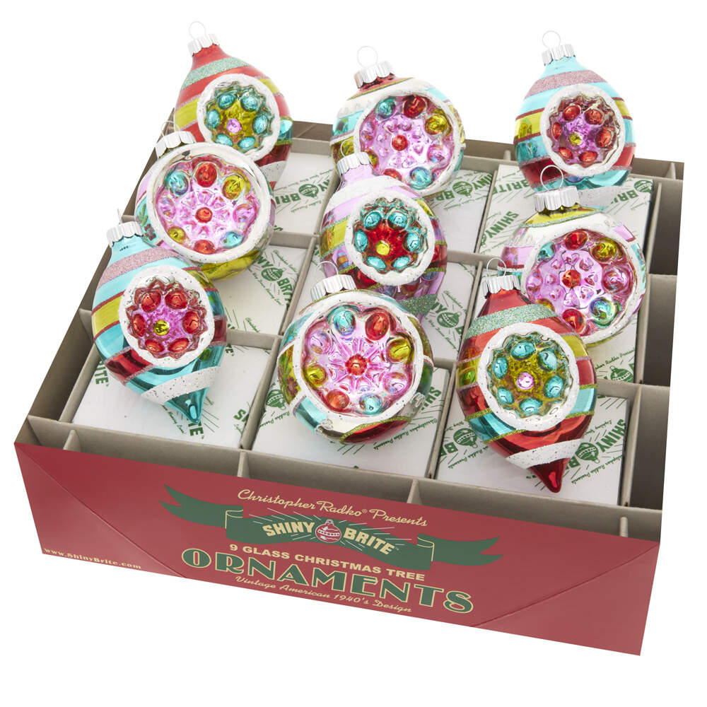 Shiny Brite Ornaments Decorated Rounds & Reflect Tulips-Festiv - Boxed by Christopher Radko-1