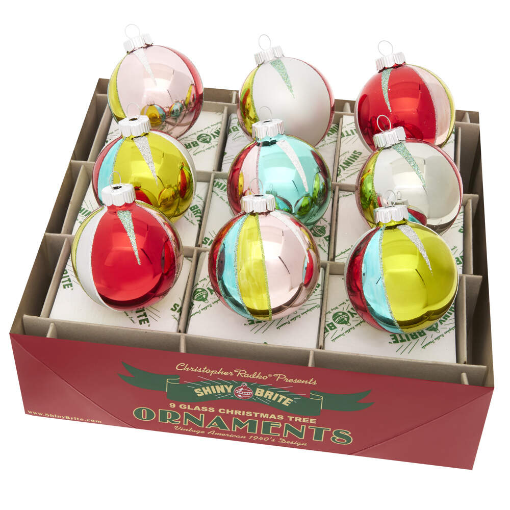 Shiny Brite Ornaments Festive Fete Rounds - Boxed by Christopher Radko-1