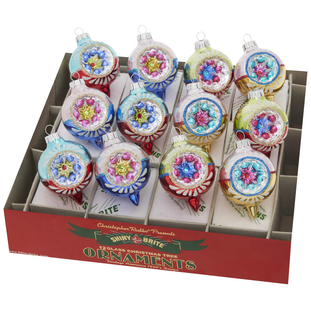 Shiny Brite Ornaments Decorated Reflector Rounds-Christmas Con - Boxed by Christopher Radko-1