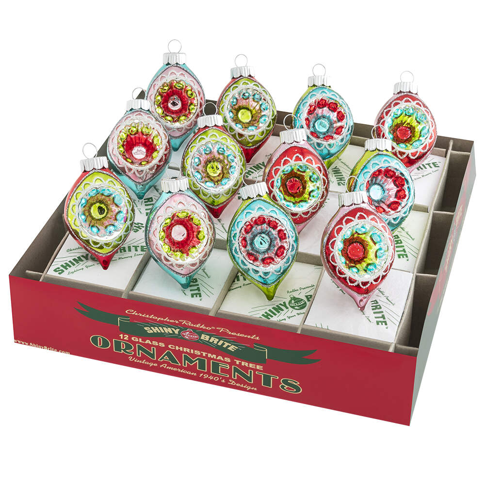 Shiny Brite Ornaments Decorated Reflector Tulips Festive Fete - Boxed by Christopher Radko-1