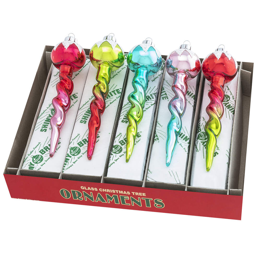 Shiny Brite Ornaments Glass Icicles Festive Fete - Boxed by Christopher Radko-1