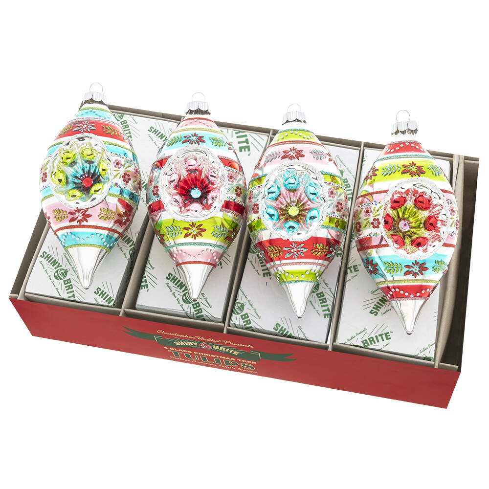 Shiny Brite Ornaments Reflector Tulips Festive Fete - With Box by Christopher Radko-1