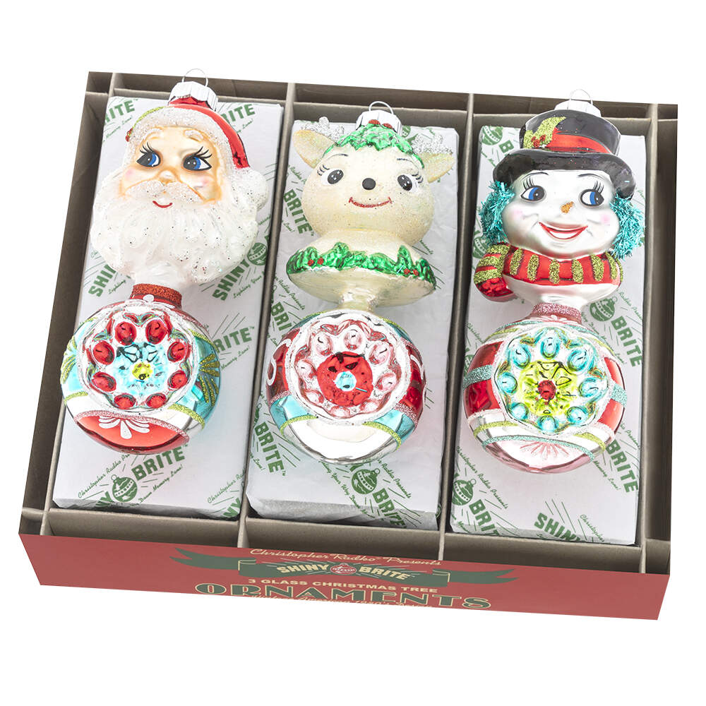 Shiny Brite Ornaments Figure Rounds Festive Fete - Boxed by Christopher Radko-1