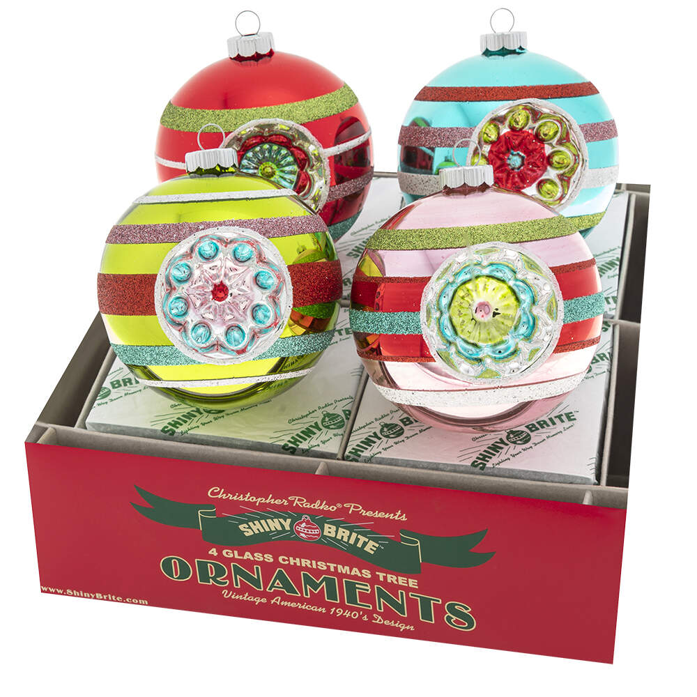 Shiny Brite Ornaments Rounds With Reflector Festive Fete - Boxed by Christopher Radko-1
