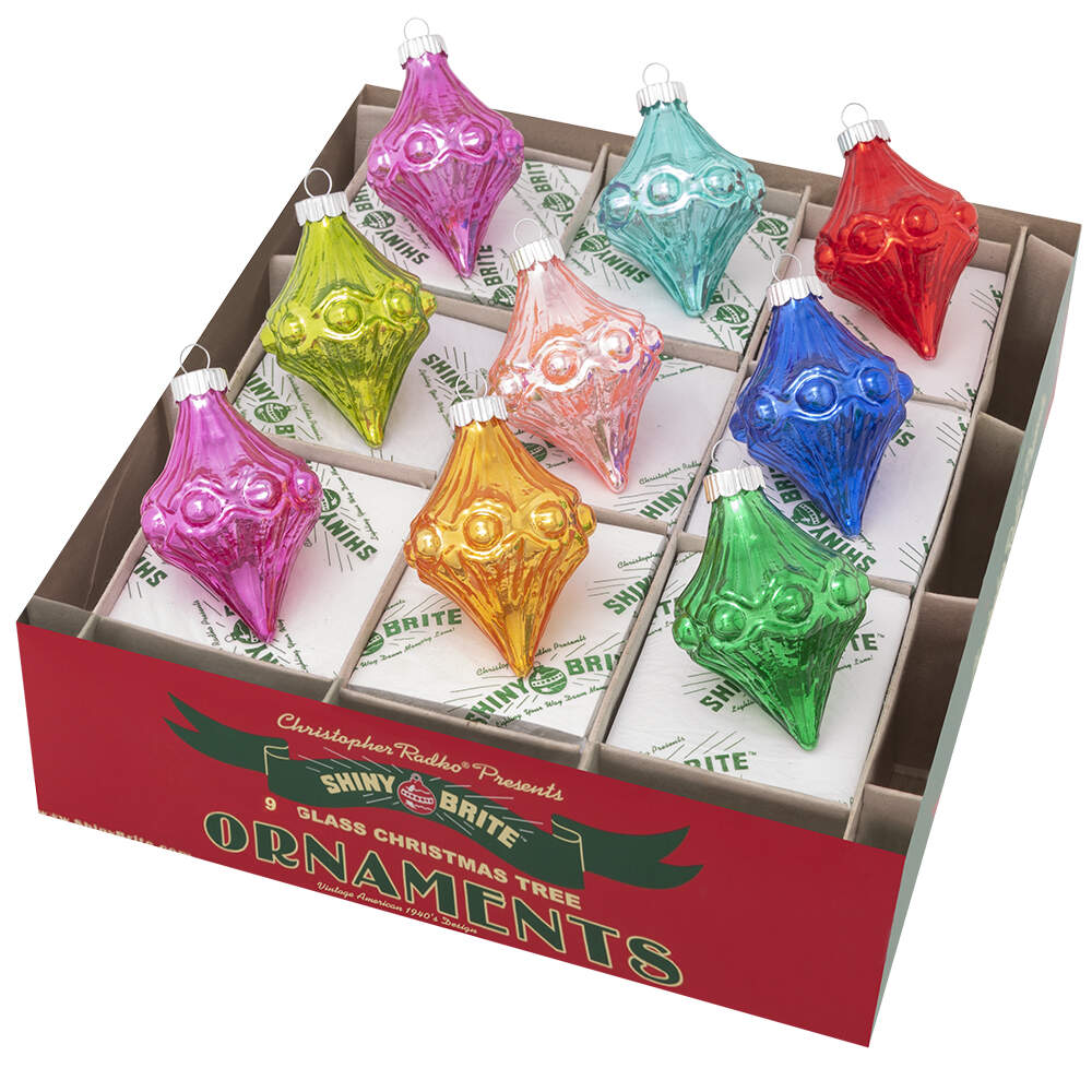 Shiny Brite Ornaments Shapes Solid Colors Christmas Confetti - Boxed by Christopher Radko-1