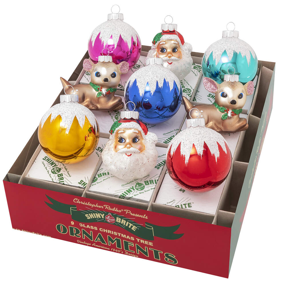 Shiny Brite Ornaments Rounds/Santas/Deer Christmas Confetti - Boxed by Christopher Radko-1