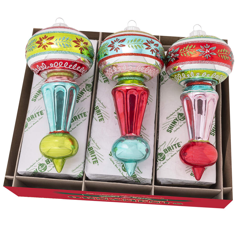 Shiny Brite Ornaments Decorated Shapes Festive Fete - Boxed by Christopher Radko-1
