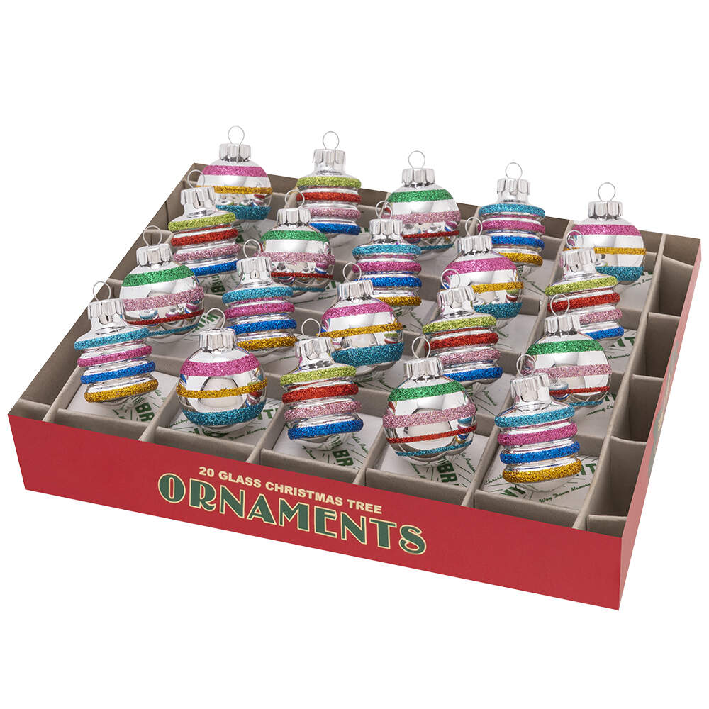 Shiny Brite Ornaments Striped Shapes/Roundschristmas Confetti  - Boxed by Christopher Radko-1