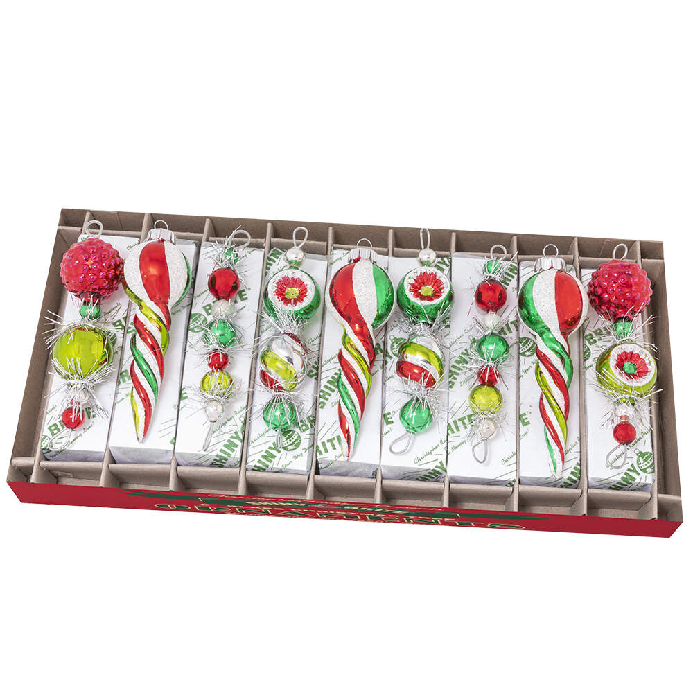 Shiny Brite Ornaments Glass Icicles Multi Shapholiday Splendor - Boxed by Christopher Radko-1
