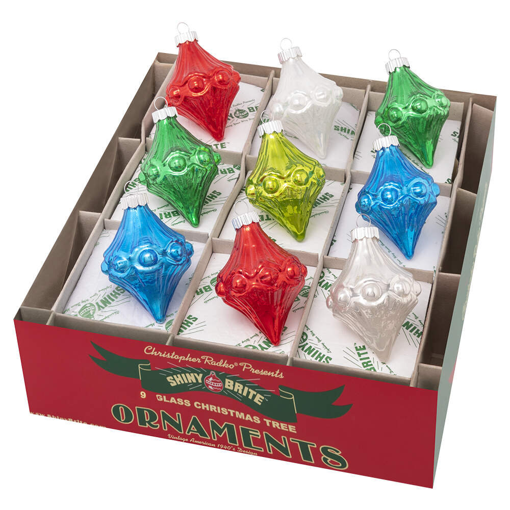 Shiny Brite Ornaments Multi Color Shapes  Holiday Splendor - Boxed by Christopher Radko-1