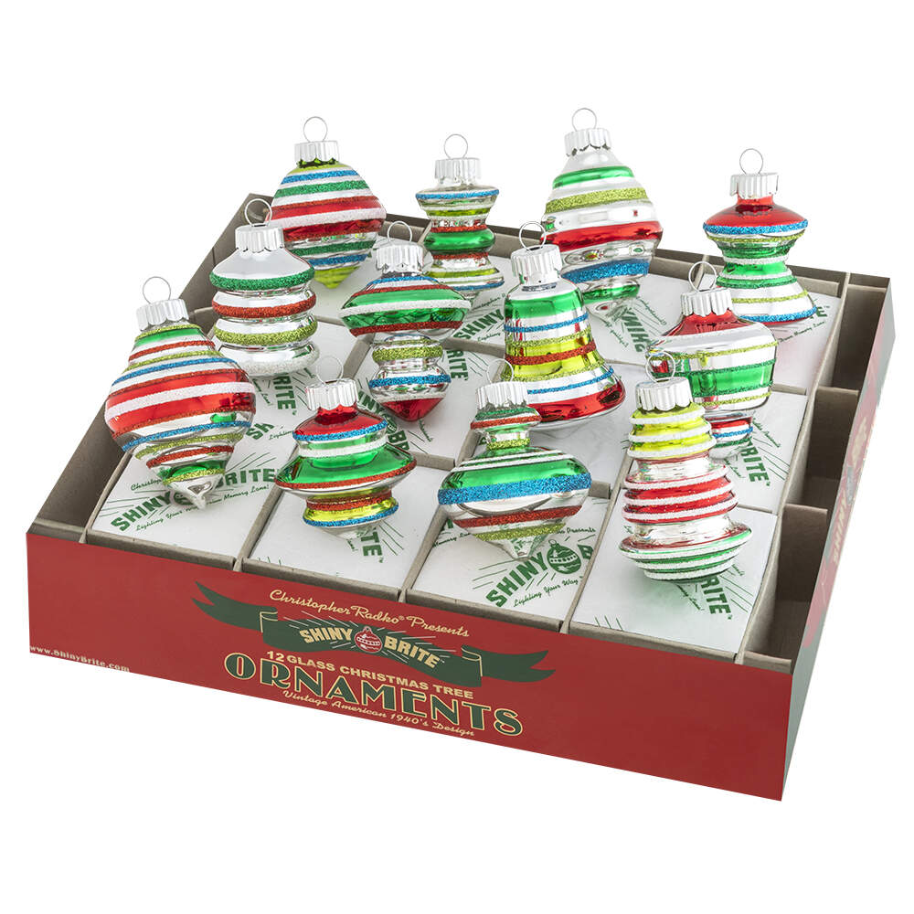 Shiny Brite Ornaments Decorated Shapes Holiday Splendor - Boxed by Christopher Radko-1
