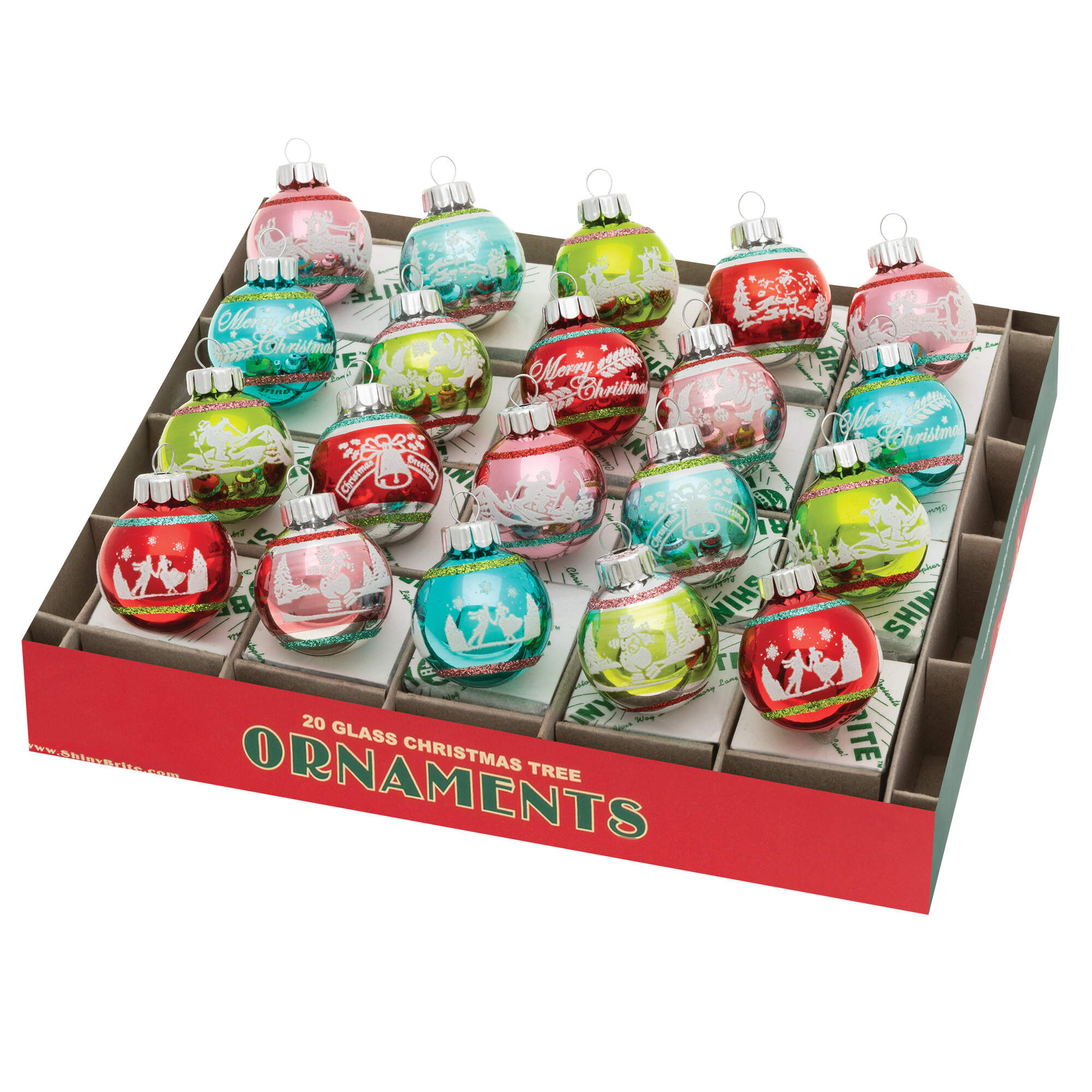 Shiny Brite Ornaments Signature Flocked Rounds Festive Fete - Boxed by Christopher Radko-1