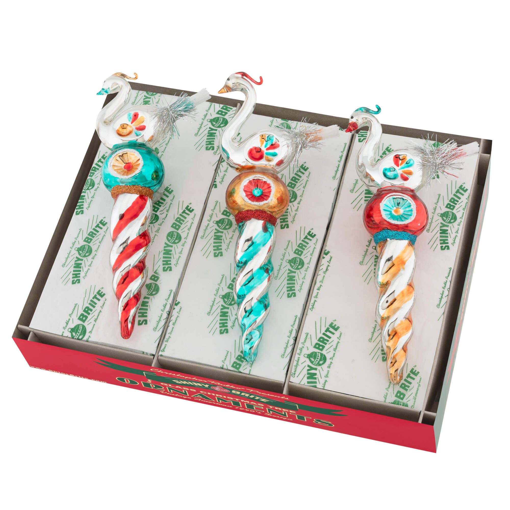 Shiny Brite Ornaments Bird Icicles Nostalgic Holiday  - Boxed by Christopher Radko-1