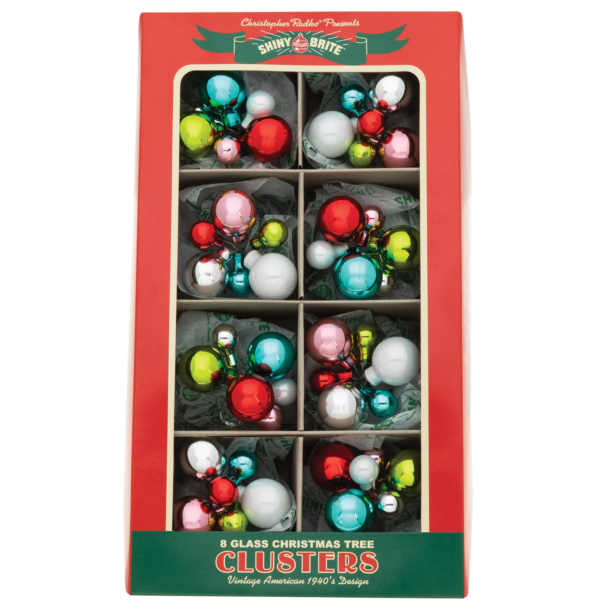 Shiny Brite Ornaments Multi Color Clusters Festive Fete  - Boxed by Christopher Radko-1