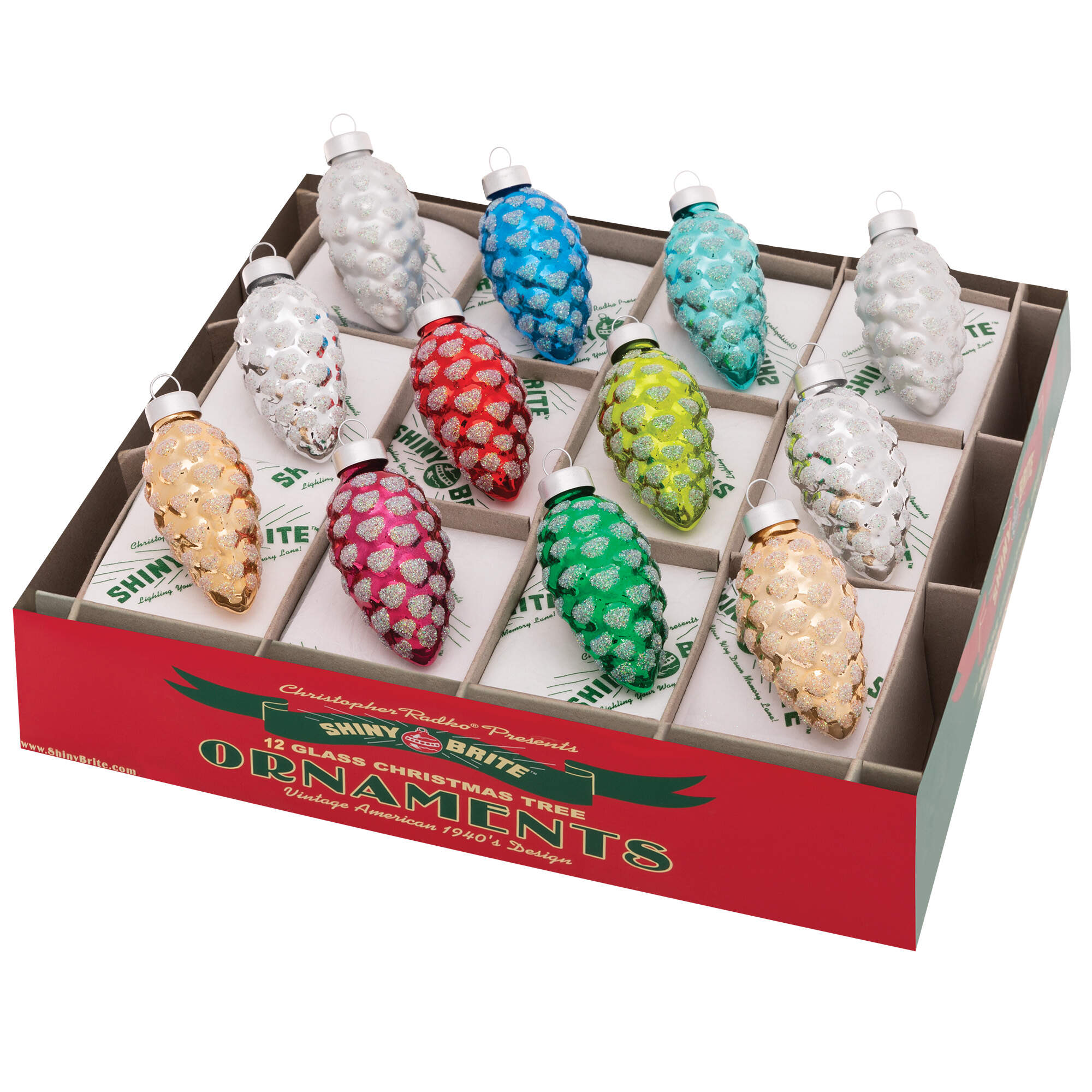 Shiny Brite Ornaments Pinecones Holiday Splendor - Boxed by Christopher Radko-1