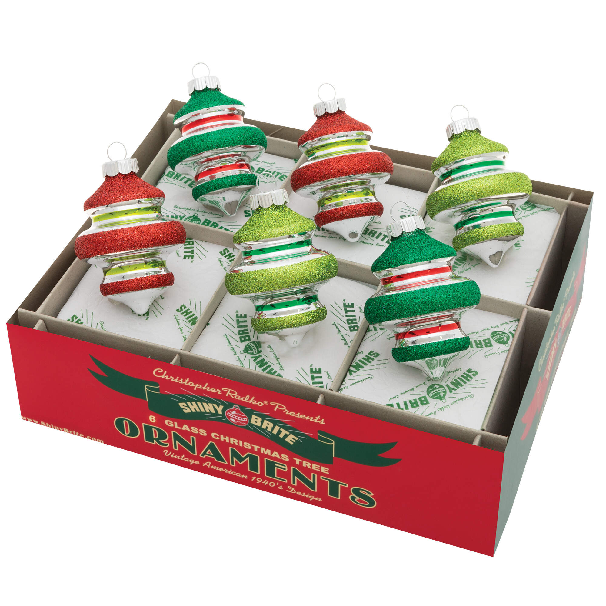 Shiny Brite Ornaments Decorated Shapes-Holiday Splendor - Boxed by Christopher Radko-1