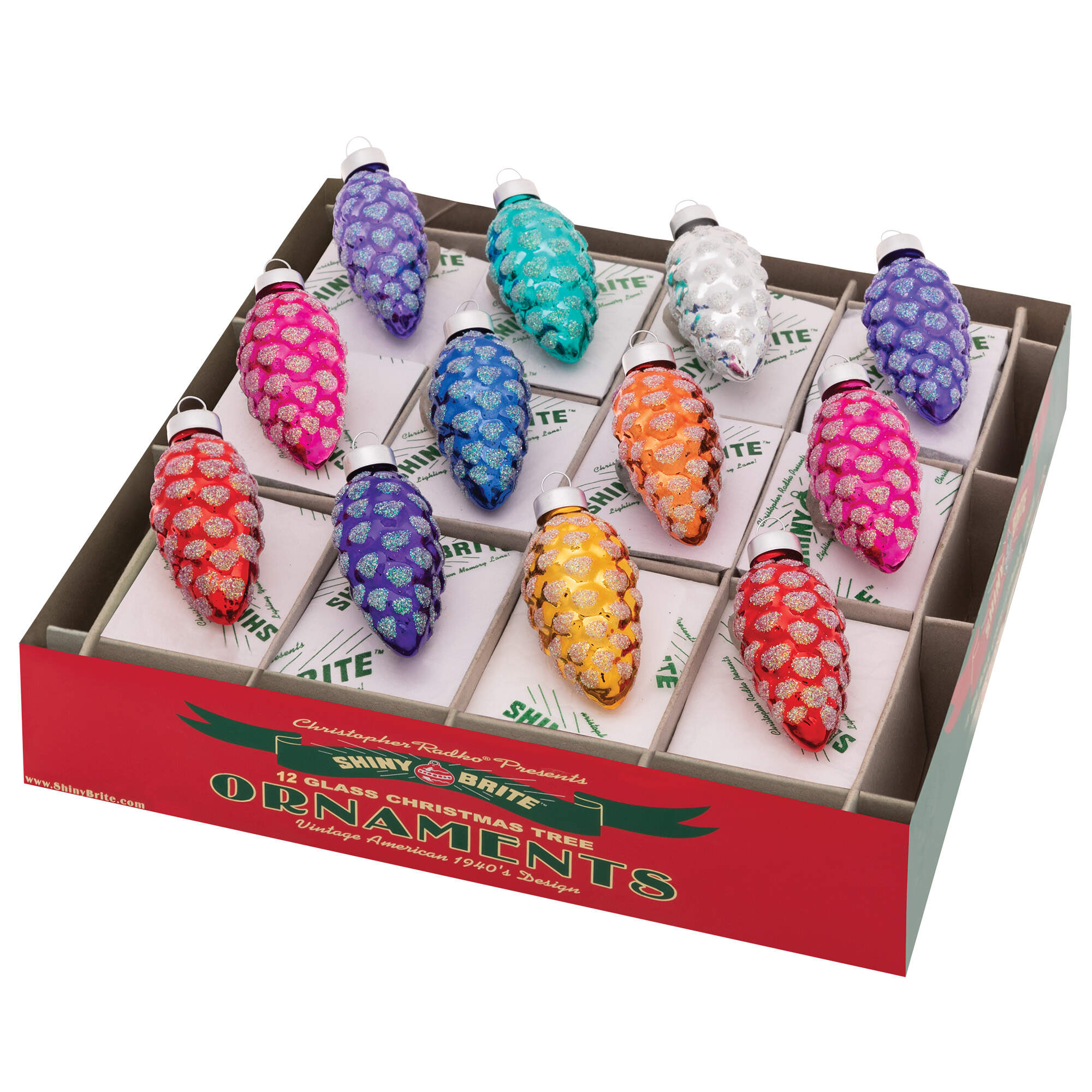Shiny Brite Ornaments Pinecones Christmas-Christmas Confetti  - Boxed by Christopher Radko-1