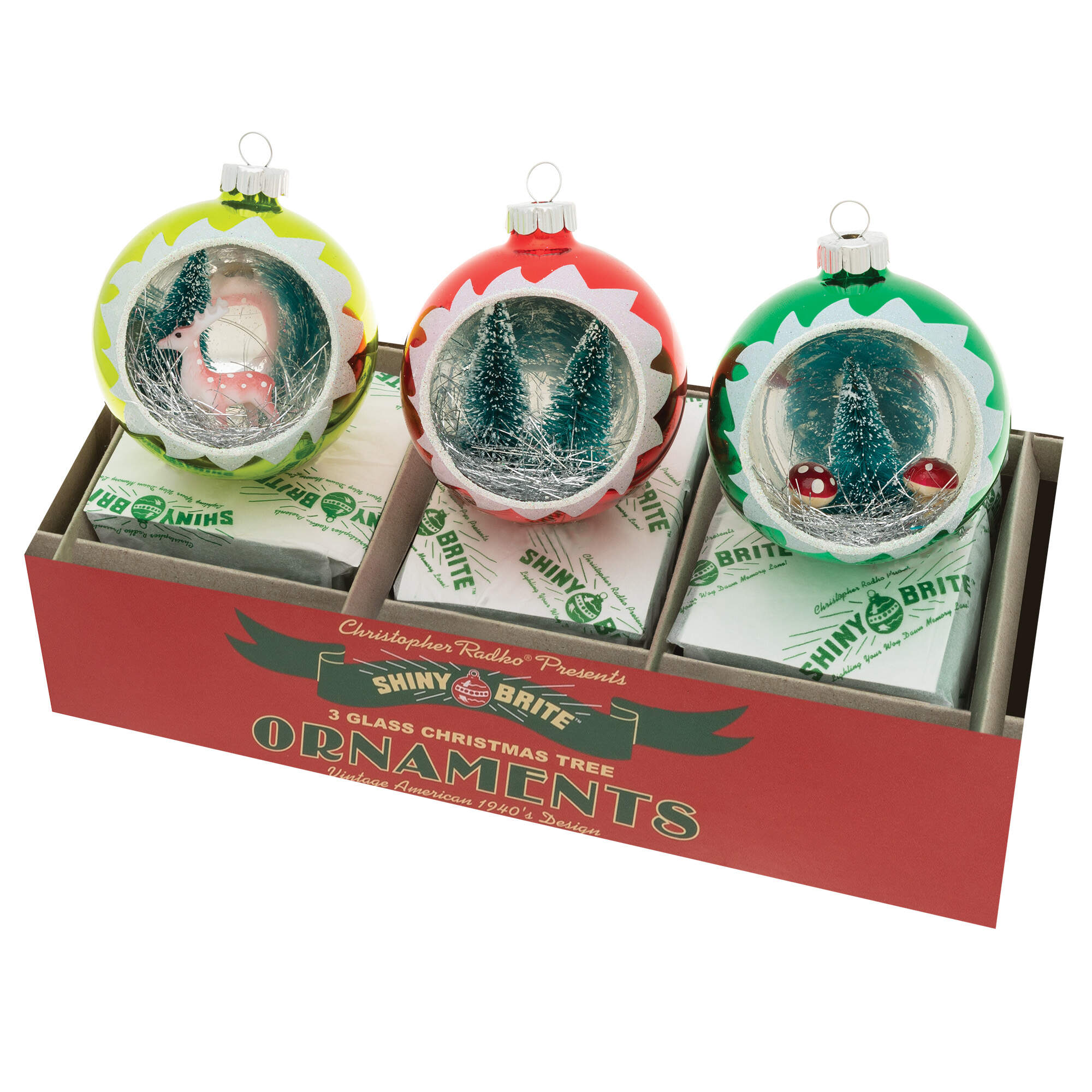Shiny Brite Ornaments Round Scenes  Holiday Splendor - Boxed by Christopher Radko-1