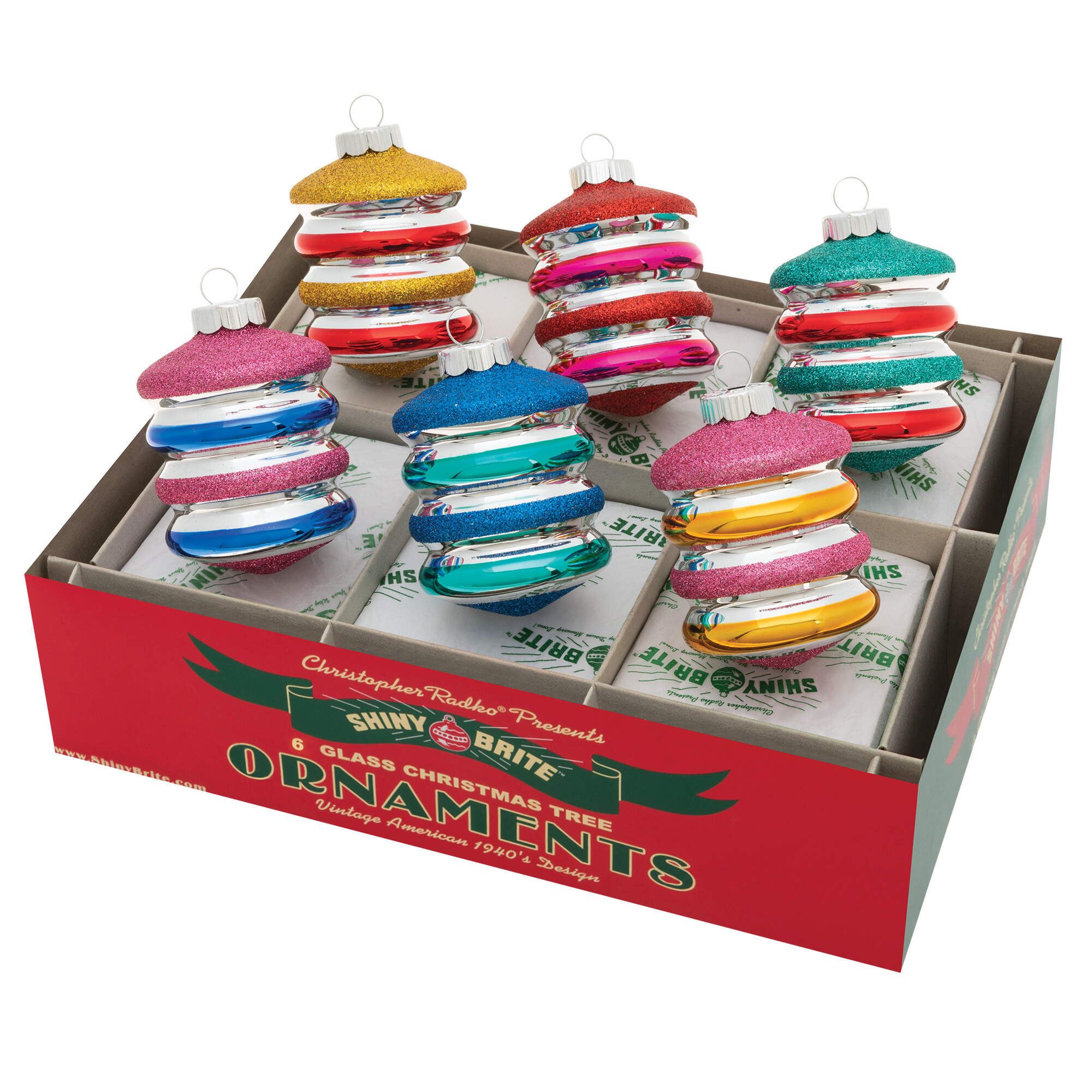 Shiny Brite Ornaments Decorated Lanterns Christmas Confetti  - Boxed by Christopher Radko-1