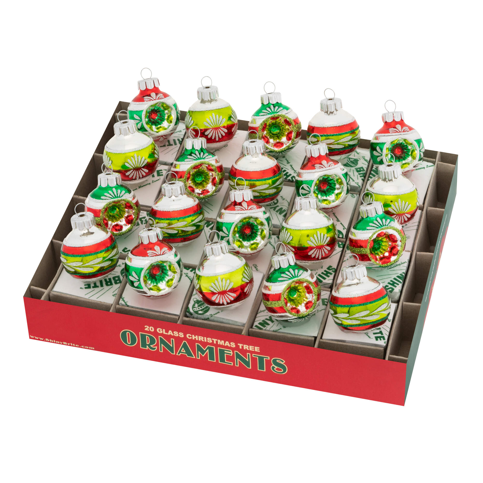 Shiny Brite Ornaments 1/2 Reflector 1/2 Roundsholiday Splendor - Boxed by Christopher Radko-1