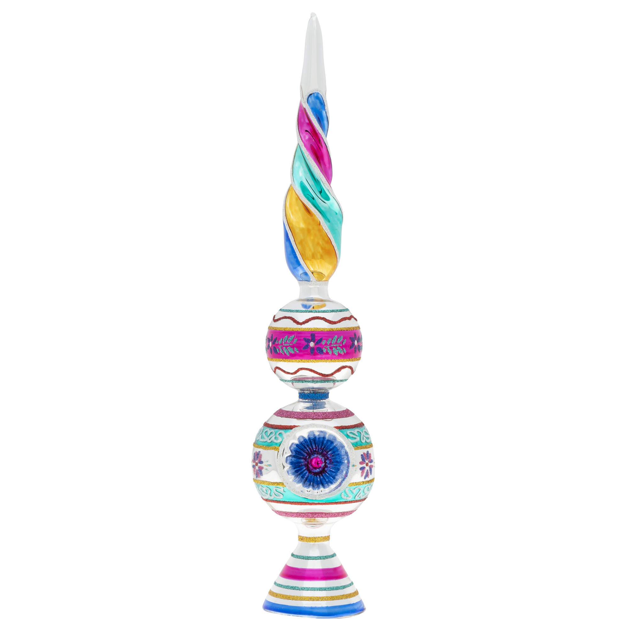Shiny Brite Ornaments Finial W/Reflectors Christmas Confetti  - Boxed by Christopher Radko-1