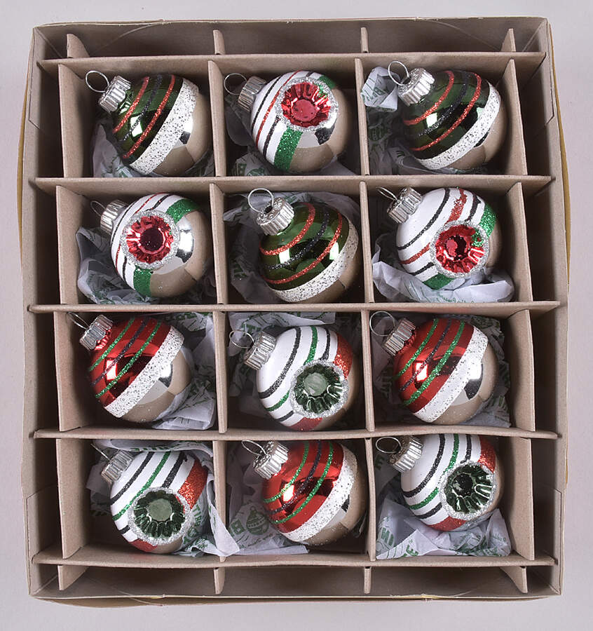Shiny Brite Ornaments Round Ball Small Stripes - With Box by Christopher Radko-1