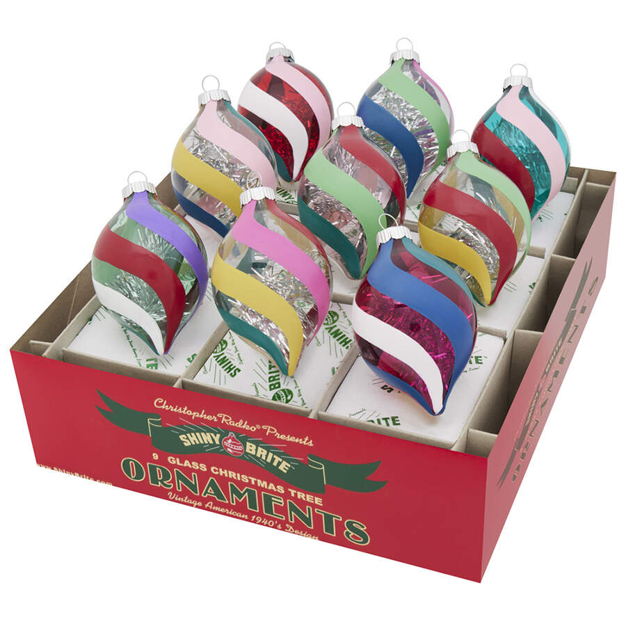 Shiny Brite Ornaments Decorated Tulips-Vivid Vintage - With Box by Christopher Radko-1