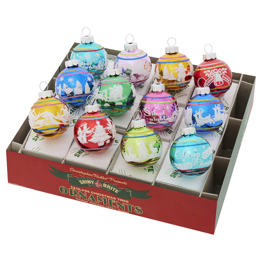Shiny Brite Ornaments Signature Flocked Rounds-Christmas Confe - Boxed by Christopher Radko-1