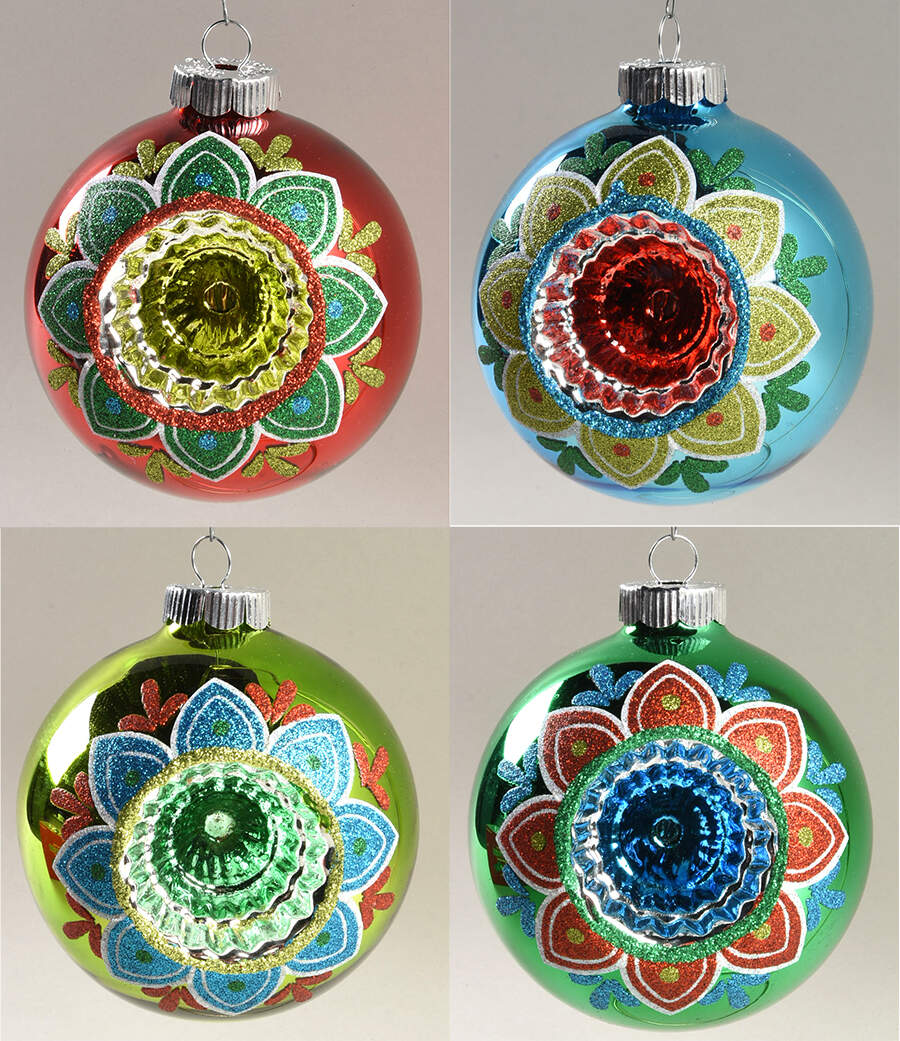 Shiny Brite Ornaments Reflector Rounds-Holiday Splendor - With Box by Christopher Radko-1