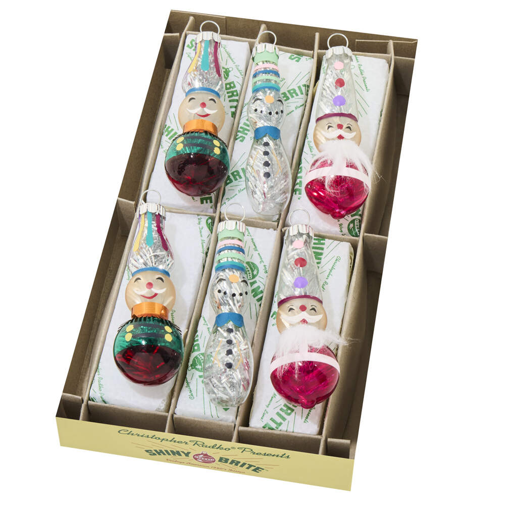 Shiny Brite Ornaments Vivid Vintage Figures - With Box Bx368 by Christopher Radko-1