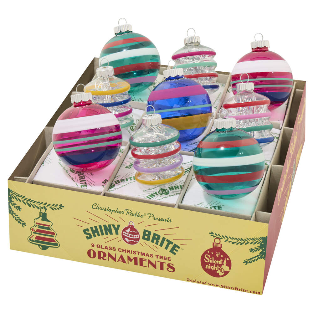 Shiny Brite Ornaments Vivid Vintage Rounds & Lantern - With Box Bx367 by Christopher Radko-1