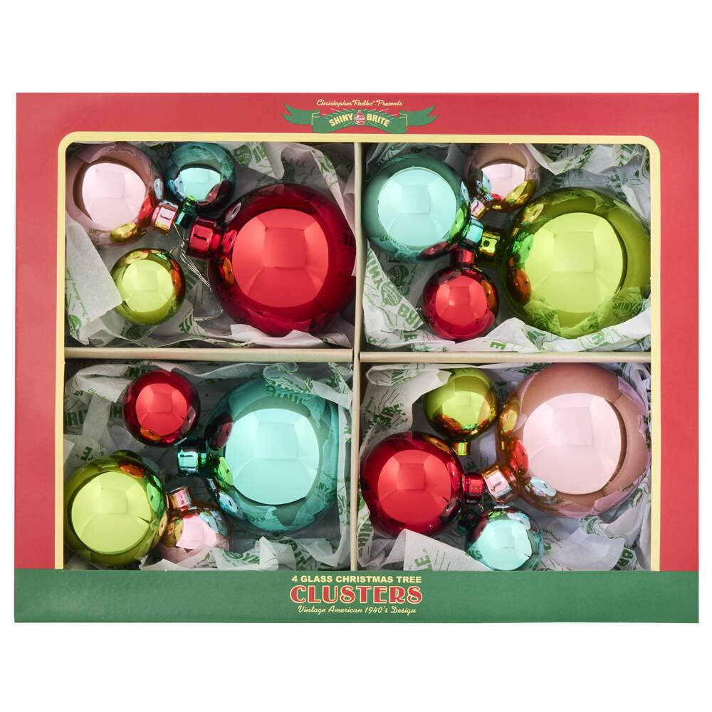 Shiny Brite Ornaments Festive Fete Clusters - With Box Bx366 by Christopher Radko-1