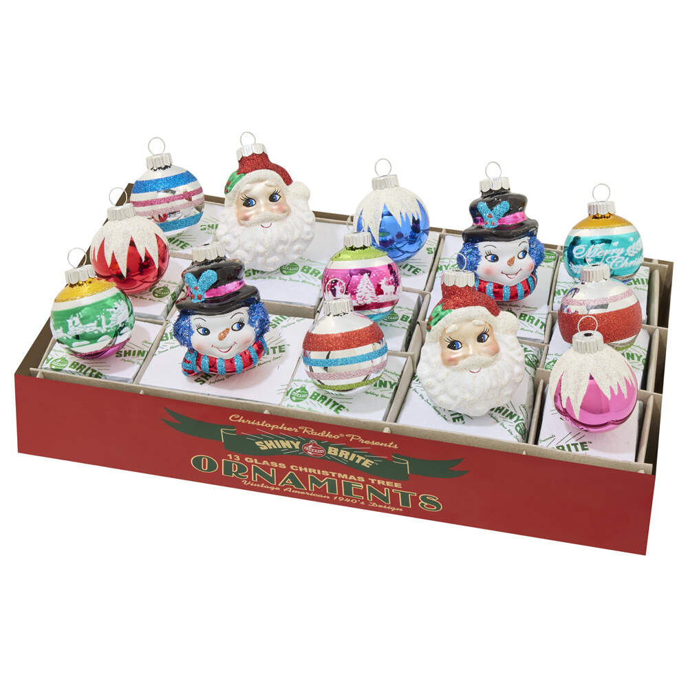 Shiny Brite Ornaments Confetti Figures & Decorated Rounds - With Box Bx355 by Christopher Radko-1