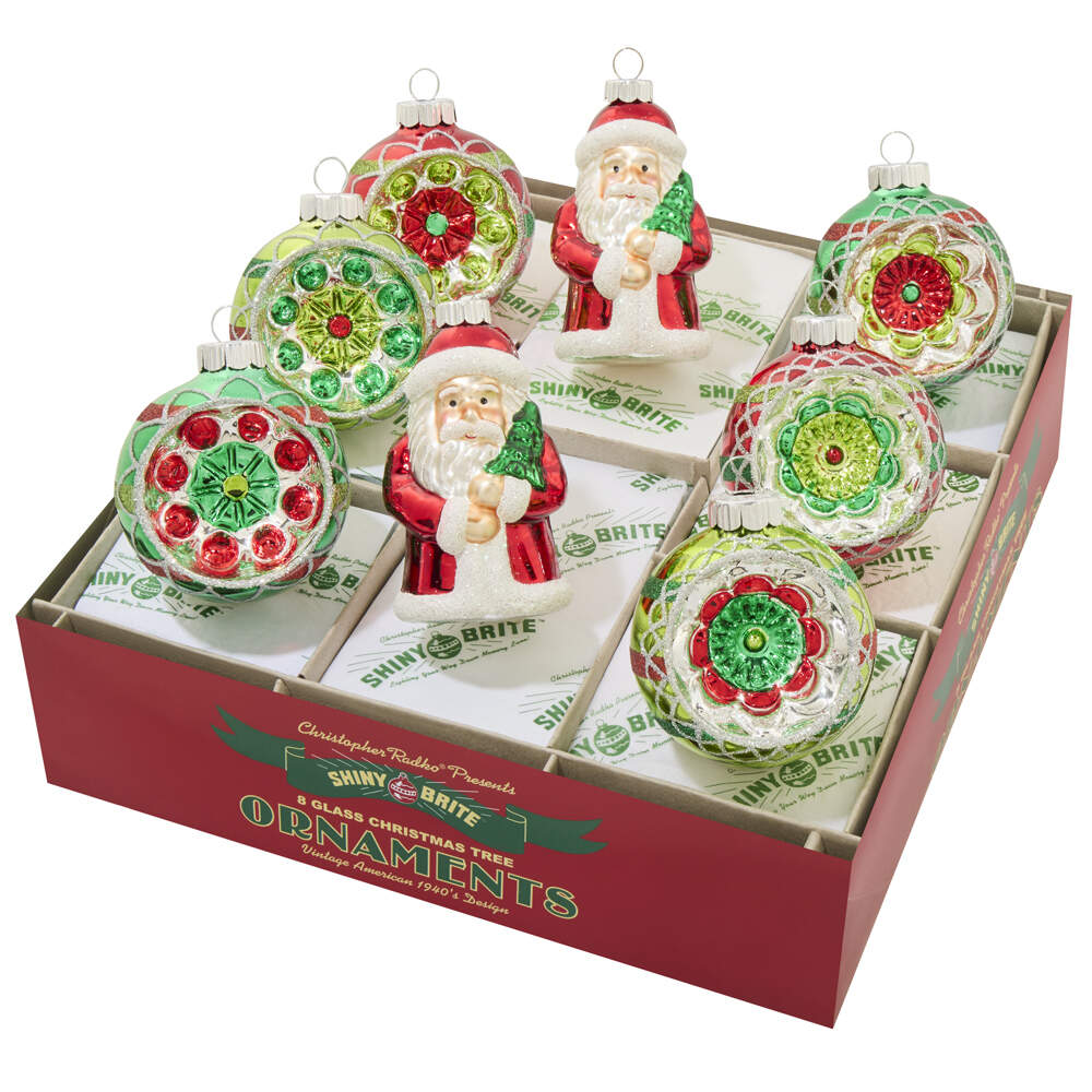 Shiny Brite Ornaments Figures & Reflector Rounds - With Box Bx351 by Christopher Radko-1