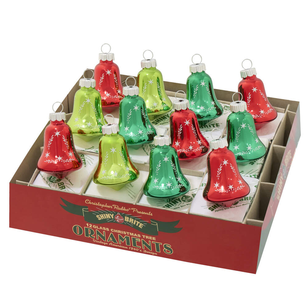 Shiny Brite Ornaments Holiday Splendor Bells - With Box Bx348 by Christopher Radko-1