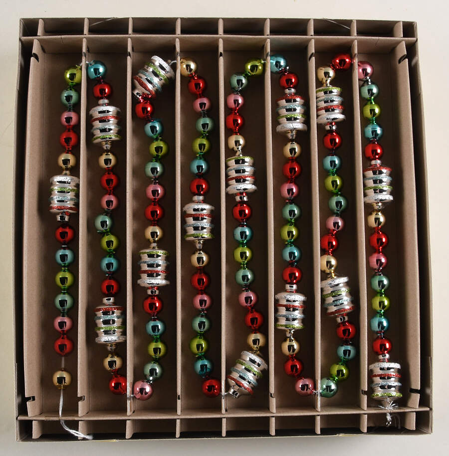 Shiny Brite Ornaments 7'Garland /Red,Blue,Green,Pink - Boxed by Christopher Radko-1