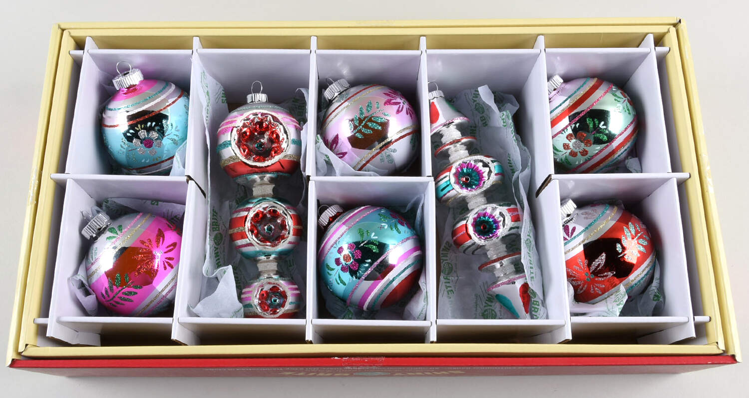 Shiny Brite Ornaments Mixed Shapes/Sizes - With Box Bx372 by Christopher Radko-1