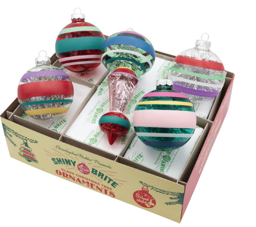 Shiny Brite Ornaments Decorated Rounds & Shapes-Vivid Vintage - Boxed by Christopher Radko-1