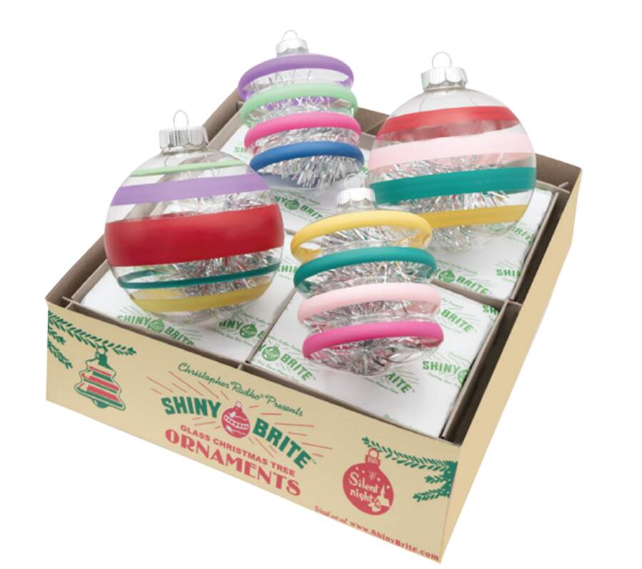 Shiny Brite Ornaments Decorated Rounds&Lanterns-Vivid Vintage - Boxed by Christopher Radko-1