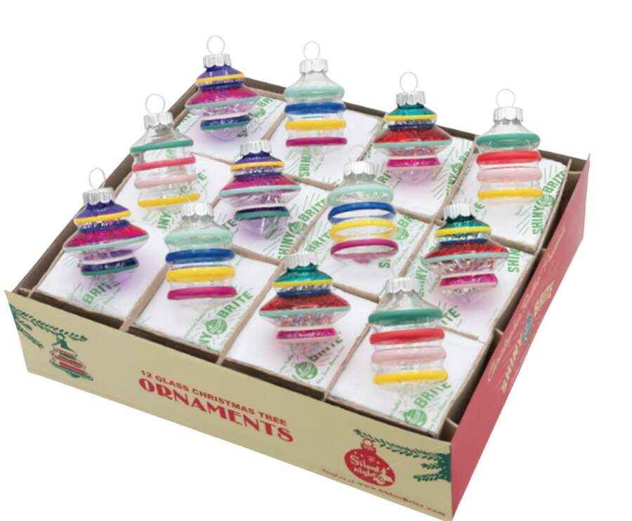 Shiny Brite Ornaments Decorated Shapes-Vivid Vintage - With Box Bx420 by Christopher Radko-1