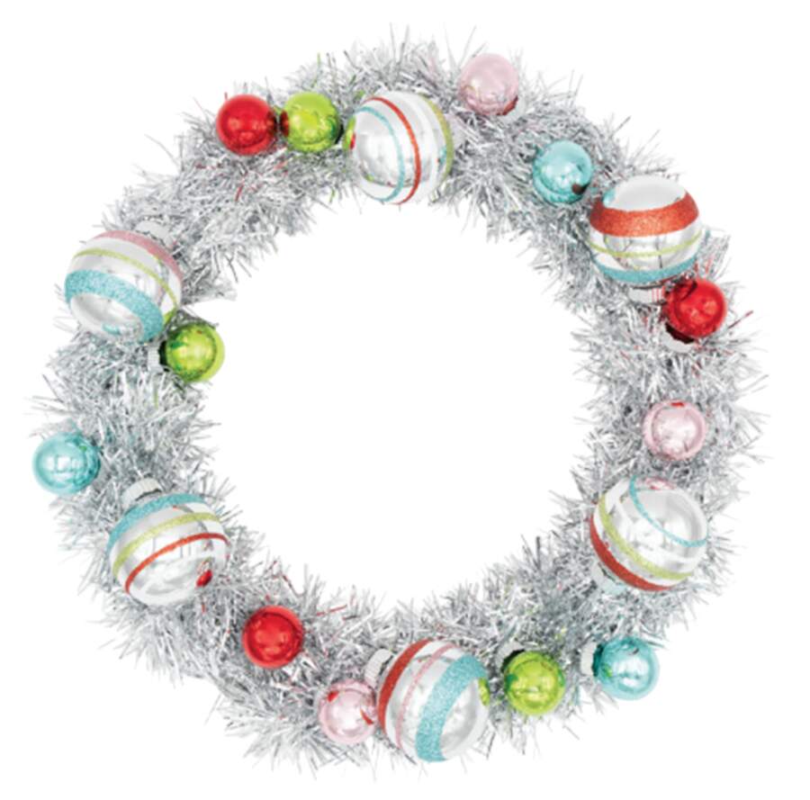 Shiny Brite Ornaments Silver Tinsel Wreath W/Rounds-Festive Fe - With Box Bx417 by Christopher Radko-1