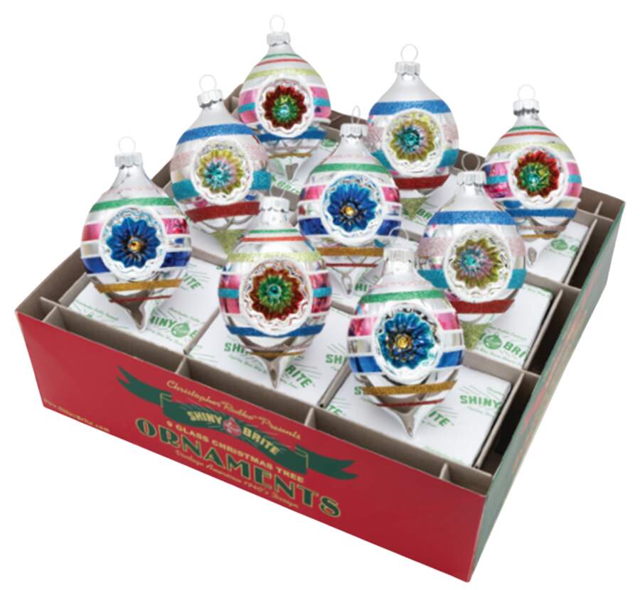 Shiny Brite Ornaments Reflector Tulips-Christmas Confetti - With Box Bx395 by Christopher Radko-1