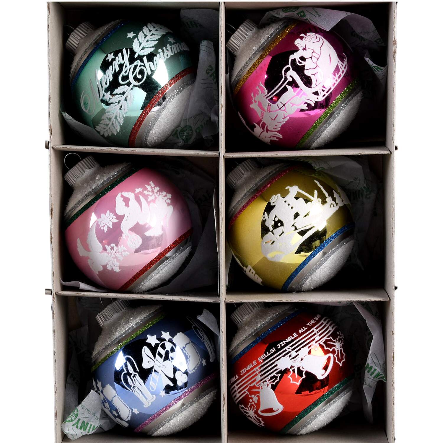Shiny Brite Ornaments Signature Flocked Rounds-Christmas Conf  - Boxed by Christopher Radko-1