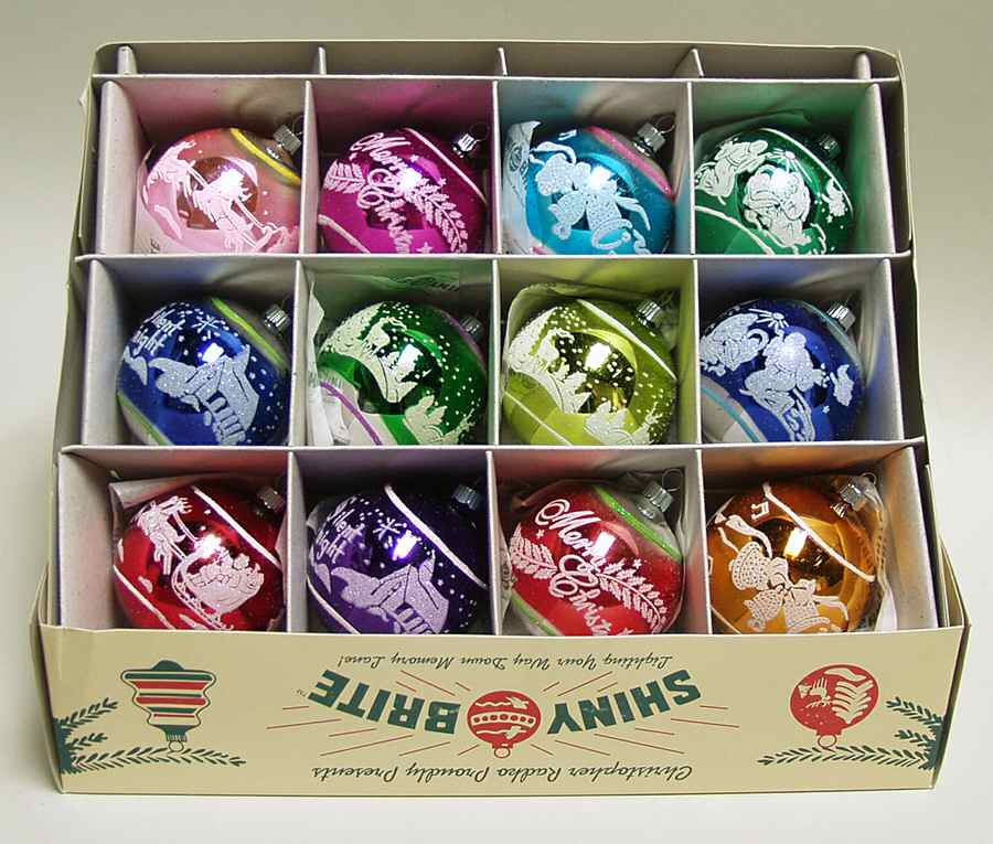 Shiny Brite Ornaments Flocked Signature Balls - Boxed by Christopher Radko-1
