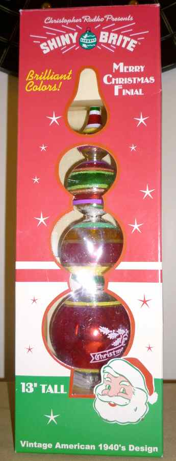 Shiny Brite Ornaments Merry Christmas Finial - Boxed by Christopher Radko-1
