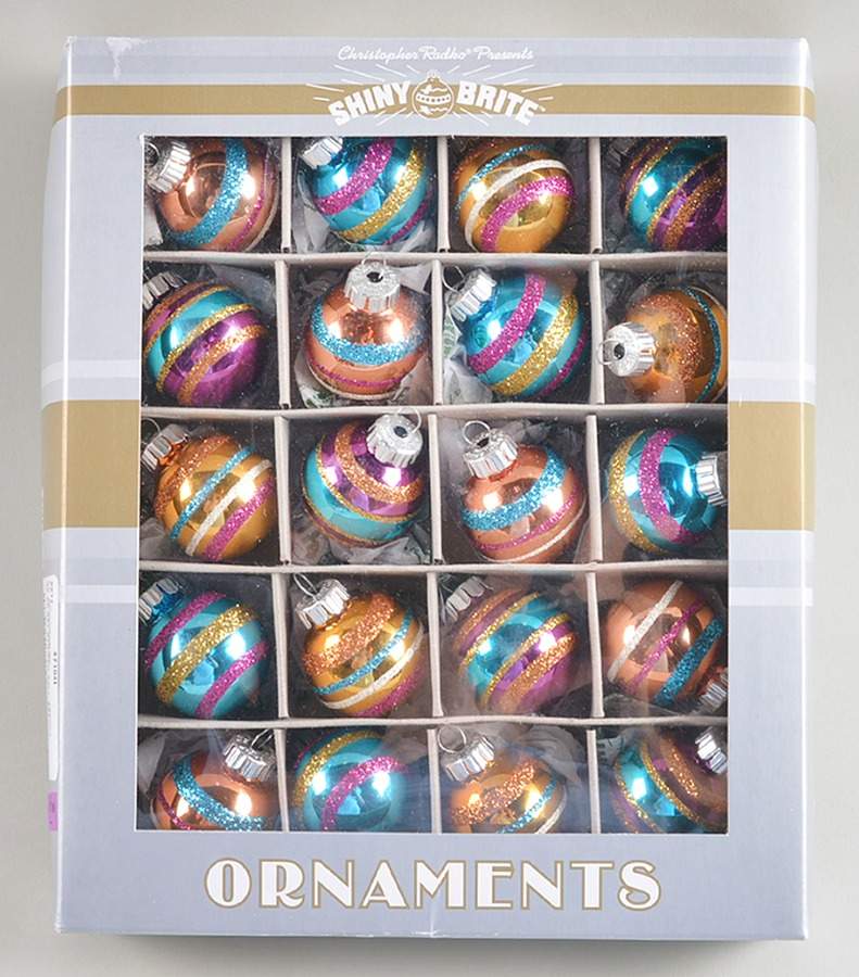 Shiny Brite-Halloween 20 Pc Set Striped Balls - Boxed by Christopher Radko-1