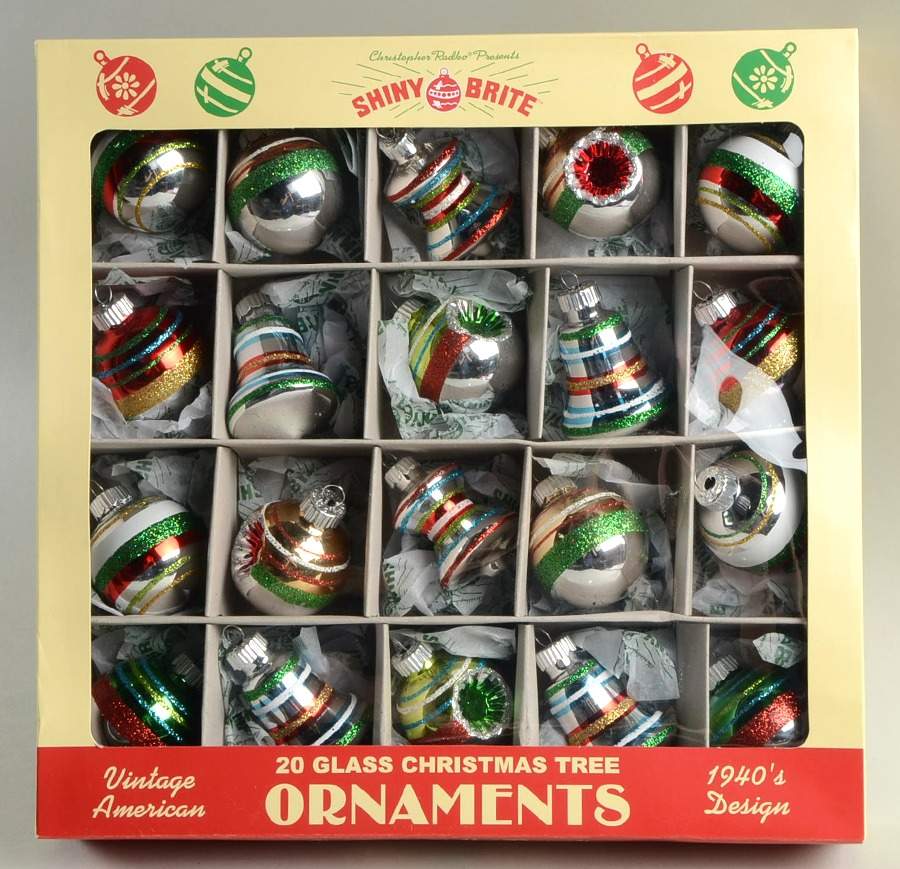 Shiny Brite Ornaments Multi Shape -Blue - Boxed by Christopher Radko-1